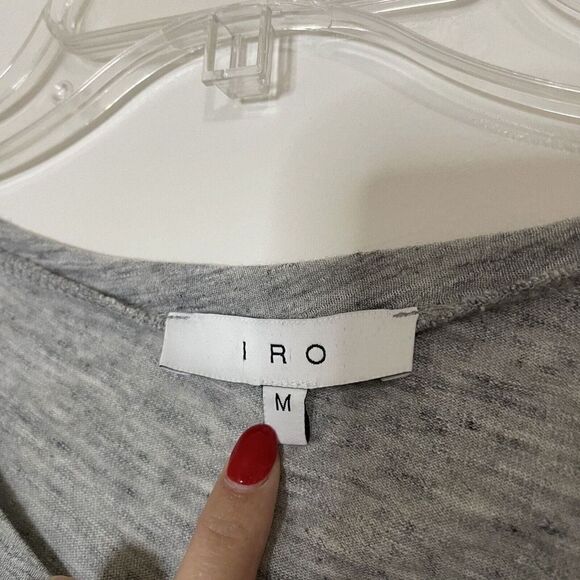 I. R. O. IRO Brelbloa Light gray short sleeve twist front bodycon shirt dress M - Picture 4 of 5